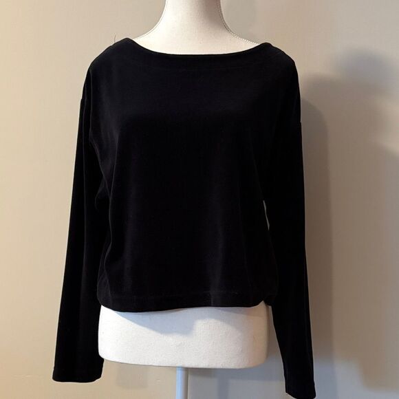 Vintage Victoria's Secret Oversized Cropped Black Velour Sweater. Size Small - Picture 1 of 4